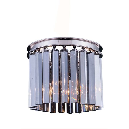 Elegant Lighting Sydney 3 light Polished nickel Flush Mount Silver Shade (Grey) Royal C 1208F12PN-SS/RC